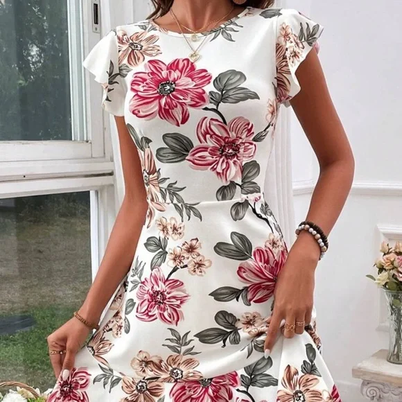 New Multicolored Ruffled Tiered A-Line dress - Picture 2 of 6